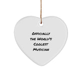 Musician Gifts for Men | 'Officially The World's Coolest Musician' Heart Ornament for Christmas - Image 1